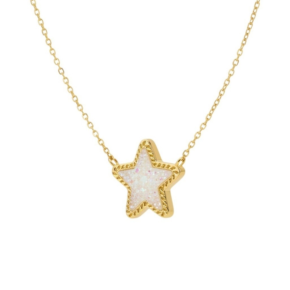 Kendra Scott Jae Star Necklace Womens OS Gold Iridescent Drusy Celestial